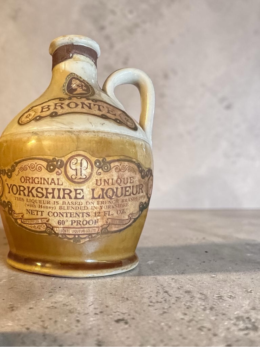 Vintage Yorkshire Liqueur Ceramic Jug - Mustard Yellow
